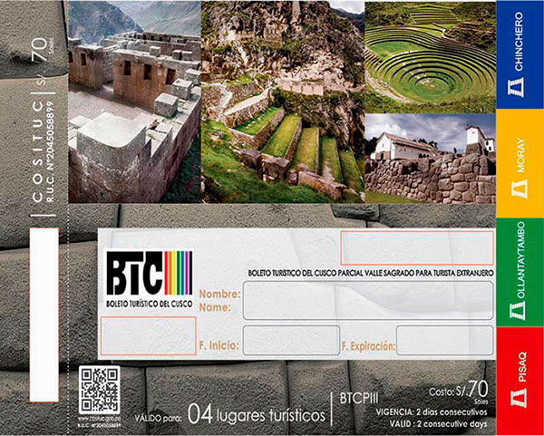 Sacred Valley Tourist ticket