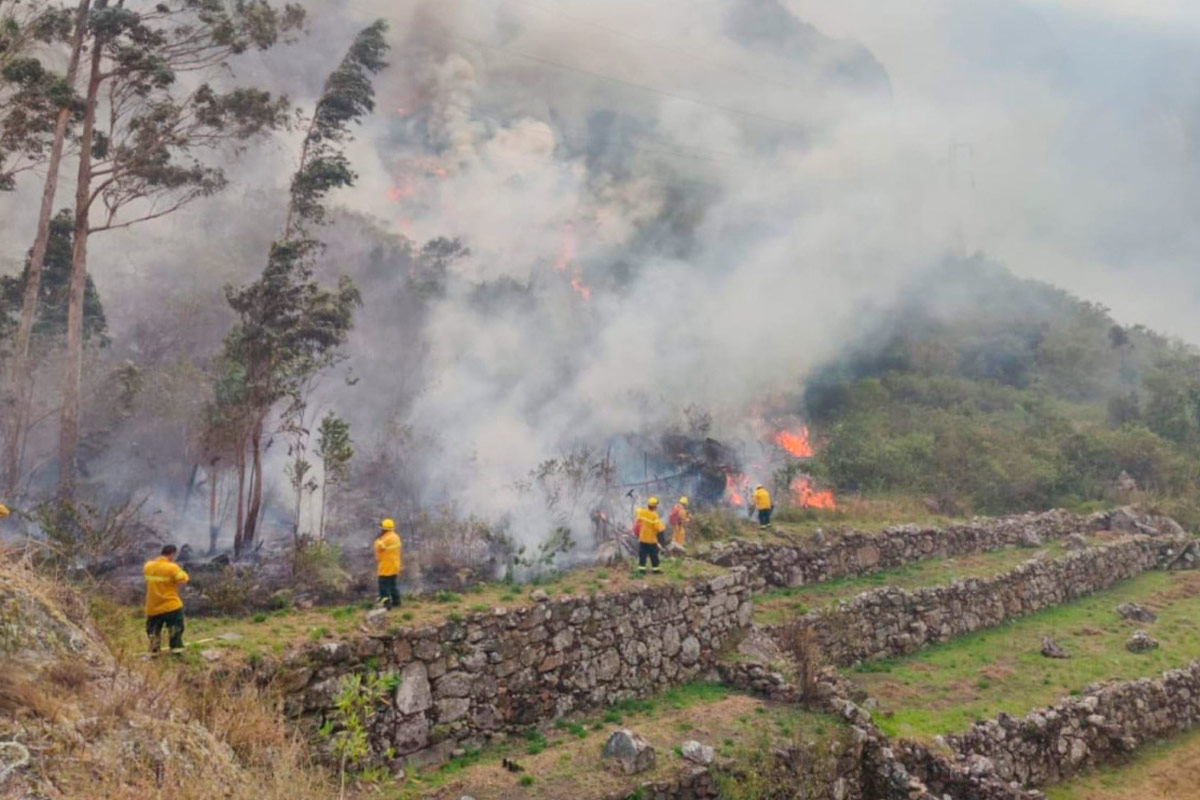 A forest fire in Machu Picchu